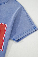 Womens Blue USA Graphic T-Shirt and Red Shorts Set Woman T Shirts