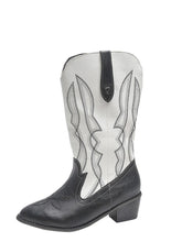Women's Brown Cowboy Boots with Decorative Stitching White