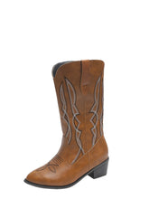 Women's Brown Cowboy Boots with Decorative Stitching