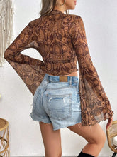 Womens Brown Paisley Mesh Top 100 Percent Polyester