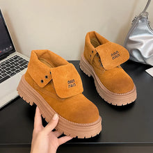 Brown Suede Platform Ankle Boots Set for Women