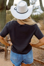 Women's Bull Skull Graphic T-Shirt in Black Cotton Blend