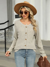 Womens Button-Down Knit Cardigan Sweater with Decorative Buttons