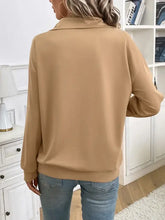 Women’s Camel Half Zip Kangaroo Pocket Long Sleeve Sweatshirt