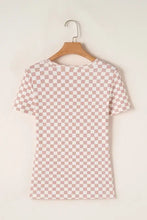 Womens Checkered Short Sleeve Top Woman T Shirts