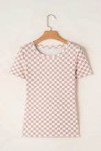 Womens Checkered Short Sleeve Top Woman T Shirts