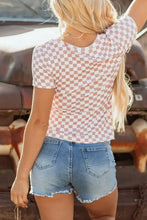 Womens Checkered Short Sleeve Top Woman T Shirts