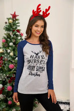 Womens Christmas Deer Graphic Long Sleeve Raglan T-Shirt