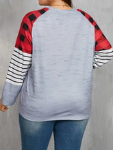 Women's Christmas Plaid Raglan Sleeve Shirt Woman T Shirts