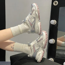 Women's Chunky White and Neutral Athletic Sneakers Pink