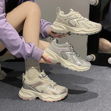 Women's Chunky White and Neutral Athletic Sneakers Purple