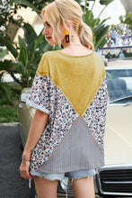 Womens Color Block Round Neck Top with Multiple Sleeve Length Options