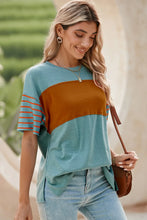 Womens Color Block Short Sleeve Casual T Shirt