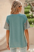 Womens Color Block Short Sleeve Casual T Shirt