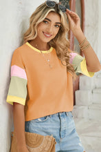 Womens Color Block Short Sleeve T Shirt Rayon Blend