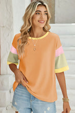 Womens Color Block Short Sleeve T Shirt Rayon Blend