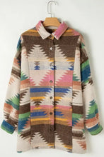 Geometric Button Up Long Sleeve Jacket Woman Outerwear