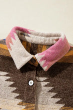 Geometric Button Up Long Sleeve Jacket Woman Outerwear