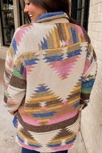 Geometric Button Up Long Sleeve Jacket Woman Outerwear