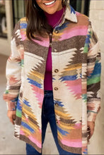 Geometric Button Up Long Sleeve Jacket Woman Outerwear