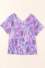 Women’s colorful floral print V-neck off-shoulder blouse
