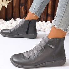 Blue and Black Ankle Boots with Contrast Lacing for Women Gray