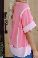 Womens Coral Pink Rodeo Graphic Casual Loose Fit Striped Shirt