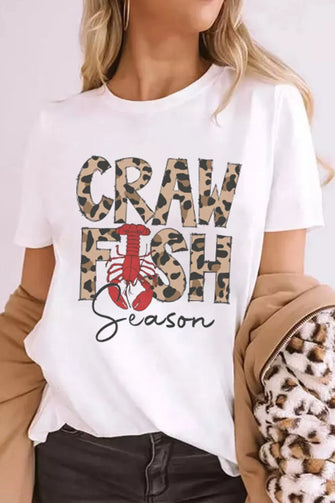 Womens Crawfish Season White Graphic T Shirt White