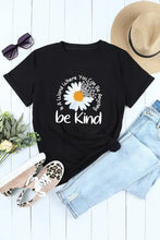 Black womens graphic round neck short sleeve daisy be kind t-shirt