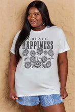 Women’s short sleeve Create Happiness sunflower T-shirt in dark green