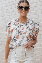 Womens Floral and Animal Print Ruffled Top