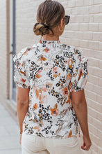 Womens Floral and Animal Print Ruffled Top