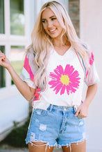 Womens Floral Print Casual Top Short Sleeve Crew Neck T Shirt