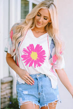 Womens Floral Print Casual Top Short Sleeve Crew Neck T Shirt