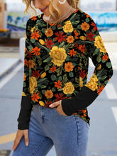 Womens Floral Print Long Sleeve Shirt Black