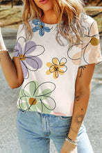 Women's Floral Print T-Shirt Polyester Elastane Blend Floral