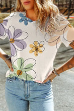 Women's Floral Print T-Shirt Polyester Elastane Blend Woman T Shirts
