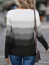 Womens Gradient Long Sleeve Top with Decorative Button