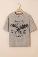 Women’s Graphic Eagle Tee with Denim Shirt and Black Puffer Vest