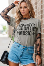 Womens Graphic Tee with Lace Sleeves Casual Stretchy Top