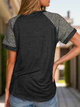 Womens Gray and Charcoal Two Tone Raglan Short Sleeve Shirt Dark Gray