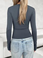 Womens Gray Long Sleeve Stretch Top