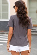 Womens Gray T-Shirt with Bull Skull and Leopard Print Graphic