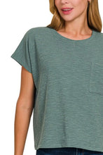 Womens Green Round Neck Short Sleeve T Shirt