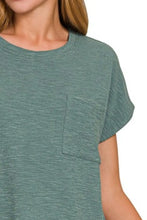 Womens Green Round Neck Short Sleeve T Shirt