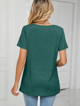 Womens Green V Neck Short Sleeve Stretch T Shirt