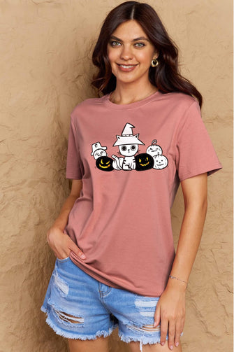 Womens Halloween T Shirt Dusty Rose Pink with Sleeve Length Options Dusty Pink