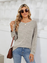 Womens Heather Gray Long Sleeve Knit Top Khaki