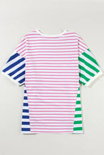 Womens High Low Striped Color Block T Shirt Cotton Elastane Woman T Shirts