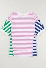Womens High Low Striped Color Block T Shirt Cotton Elastane Woman T Shirts